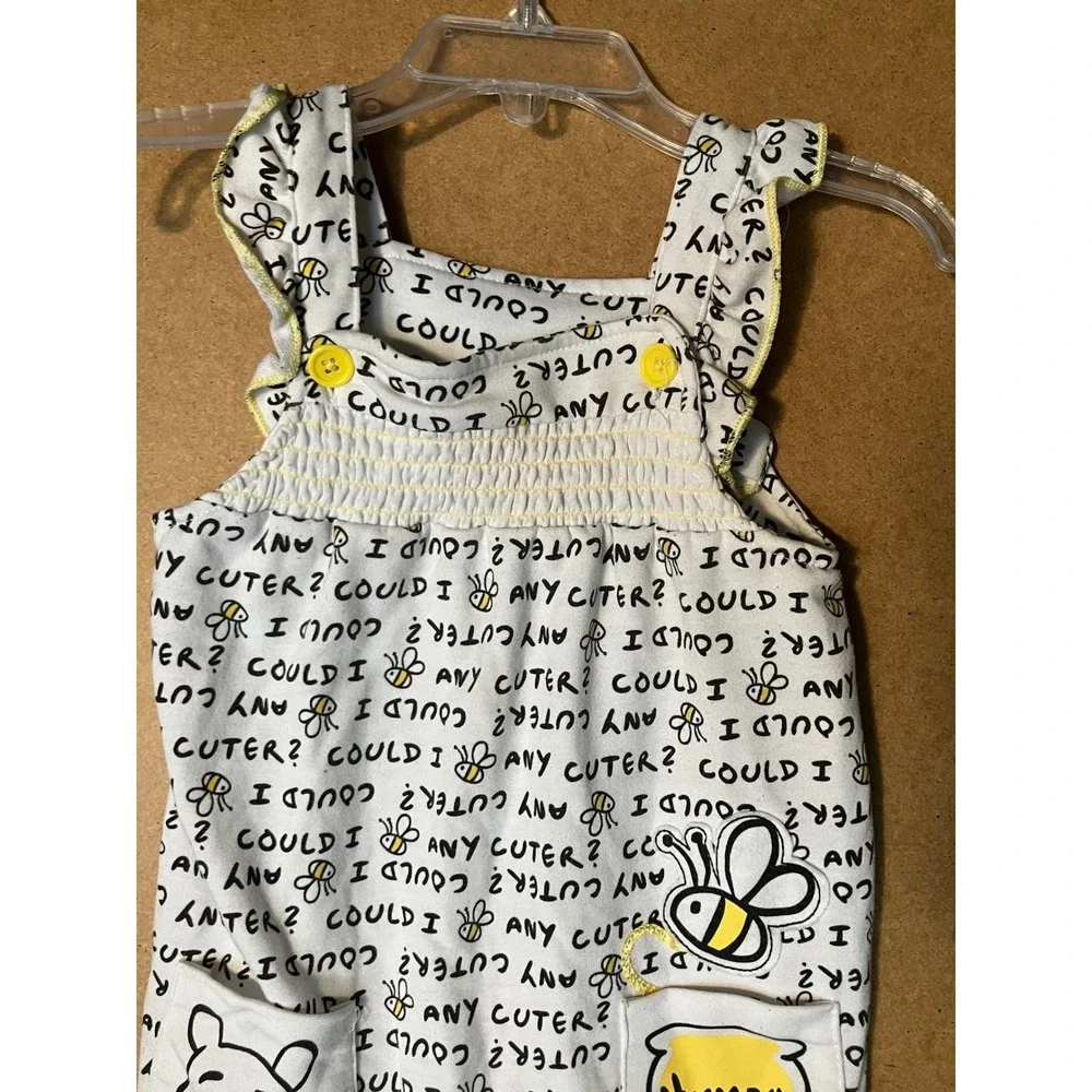 Disney Baby Winnie the Pooh‎ Bee Honey Cute All Over Print Overalls 6 9 Months